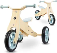drevená trojkolka a balančný bicykel 2 v 1 pre deti, výškovo nastaviteľný, modrý