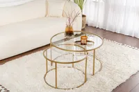 Skye Decor, Aurum - 80, 60 - Gold, Transparent, Couchtisch-Set, Gold, 100 % METALL, 80 x 80 x 43 cm