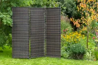 Merxx Paravent 183 x 183 cm - Stahlgestell mit Kunststoffgeflecht Braun