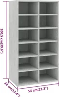 vidaXL Stojak na buty betonowy szary 54x34x100,5 cm materiał drewnopochodny