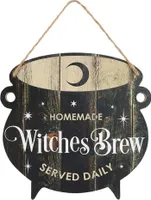 Something Different - cedule na dveře "Witches Brew", konvice, Halloween SD4427 (jedna velikost) (černá/bílá/hnědá)