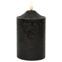LED sviečka z pravého vosku, FLAMME, 1 teplá biela blikajúca LED čierna