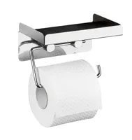 WENKO Toilettenpapierhalter mit Ablage 2in1 silber