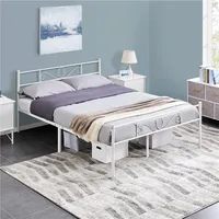 Yaheetech Bettrahmen Metallbett für 140 x 200 cm Matratze Bettgestell aus Metall Gästebett mit Lattenrost Weiß