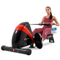 Hop-Sport Rudergerät für Zuhause Boost – Rudergerät klappbar mit kugelgelagertem Sitz, Computer & Magnetbremssystem, 10 Stufen - Rudermaschine max. Nutzergewicht 120kg