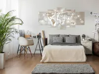 Akustikbild Weltkarte 200x100 cm Bilder Akustikschaum Hochleistungsschallabsorber Schallschutz Leinwand 5 tlg Wandbild Raumakustik Schalldämmung k-C-0017-b-n