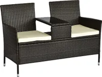 Záhradná lavica so stolom Outsunny 2-miestna 133 x 63 x 84 cm, hnedá