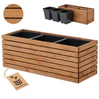 Blumenkasten für außen Pflanzen-Übertopf aus Holz mit Kunststoff-Pflanzeneinsatz 18 l Blumentopf eckig für Balkon oder Terrasse