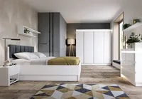 Schlafzimmer Komplett Set, 7-teilig, mit 140cm Bett in weiß Hochglanz LYNDHURST-129