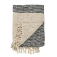 Bloomingville Koc MATT Grey Zig Zag Pattern Bawełniany wełniany koc w kratę Rzut