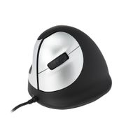 R-Go HE Mouse - Ergonomische Maus - Mittel (165-195mm) - linkshändig - drahtgebundenen - Linkshändig - USB - 3400 DPI - Schwarz - Silber