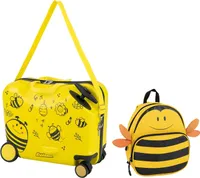 Kinderkoffer mit Rucksack 18"+12", Kinderkoffer Set Mädchen & Jungen, Kinderkoffer 2tlg. Kinder Trolley Set, Kindergepäck Reisetrolley Reise Koffer für Kinder (Biene-Muster)