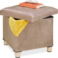 relaxdays Samthocker mit Tablett