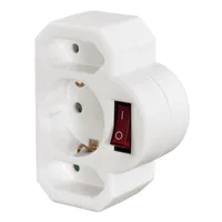 Hama multi-plug, 3-drożny z przełącznikiem Biały