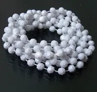 X43 Perlenkette 140cm schneeweiß Imitationsperlen Discokugel 5mm