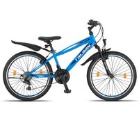 24 Zoll Mountainbike Fahrrad mit Gabelfederung & Beleuchtung 21-GANG SHIMANO FASTER Blau