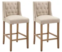 CLP 2er Set Barhocker Cassandra Stoff mit gestepptem Bezug,creme antik-hell