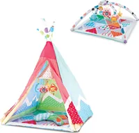 Kikkaboo Spielbogen 2 in 1 Tipi Spielzelt, 5 Spielzeuge, 18 bunte Bälle, Kissen pink