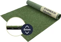 Primaflor Rasenteppich GREEN Grün 4,00m x 5,00m - Meterware - Wasserdurchlässiger Vliesrasen, Robuster Outdoor Bodenbelag für Balkon, Terrasse & Camping
