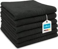 6er Set Handtücher, Baumwolle, 50x70 cm , schwarz