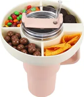 Snackteller für Stanley Cup, Snack Tablett kompatibel mit Stanley Quencher 40oz Tumbler mit Griff, Runde Snack und Dip Teller(Weiß)