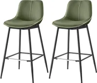 VASAGLE Barhocker 2er Set, ergonomische Rückenlehne, Metallbeine mit verstellbaren Universalfüßen, 73 cm hoch, Waldgrün