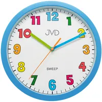 JVD HA46.1 Wanduhr für Kinder Kinderwanduhr blau hellblau leise ohne Ticken
