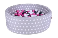 Knorrtoys Bällebad soft - "Grey white dots" - 300 balls creme/grey/rose