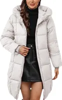ASKSA Damen Wintermantel mit Kapuze Dick Warmer Steppmantel Lang Daunenjacke Outdoorjacke Winddicht Daunenmantel Steppjacke Outwear (Beige,M)