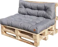 Palettenkissen 120 x 80 2-teiliges Set für Palettenmöbel Wasserdicht Europaletten Polster  EU Palettensofa gesteppt komplett hellgrau
