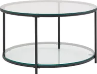 WOHNLING Couchtisch Glas Wohnzimmertisch Ø 80 cm Sofatisch Rund Tisch Stauraum