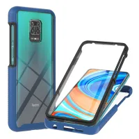 Pouzdro pro Xiaomi Redmi Note 9S / 9 Pro / 9 Pro Max průhledný zadní TPU bumper, nárazuvzdorné s integrovanou ochrannou fólií 360° ochrana pouzdro modré