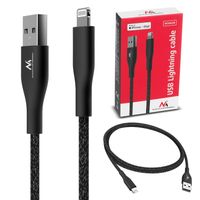 Maclean MCE845B mfi Kabel kompatibel mit iPhone/iPod/iPad mit Schnellladung 2.4 A schwarz Länge 1 m 5 V/2.4 A Datenübertragung