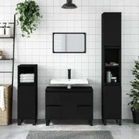 vidaXL Kúpeľňová skrinka čierna 30x30x100 cm Materiál drevo