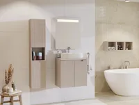 COMAD | Die Badezimmermöbelset, besteht aus einem Waschbeckenunterschrank + einem hängenden Schrank + 3 Regalen, NOVA CASHMERE