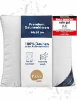 DormiGood | Premium Daunenkissen | 80x80 cm | Daunen | Kissen | 80x80 | Kopfkissen | Allergiker geeignet | Nomite | Downpass