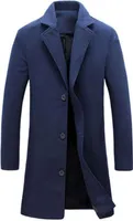 Herren Mantel Wolle Lang Slim Fit Wintermantel Business Trenchcoat Freizeit Herren-Mäntel Stehkragen Übergangsmantel Bequeme Herrenmantel,  navy blau