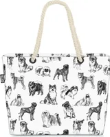 VOID Mops Husky Shiba Inu Hunde Strandtasche Shopper 58x38x16cm 23L XXL Einkaufstasche Tasche Reisetasche Beach Bag