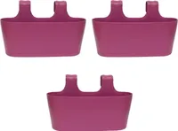 3x Blumenkasten oval Balkon Übertopf Pflanzkasten Blumentopf zum Hängen mit Wasserspeicher Farbe lila