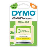 DYMO Original LetraTag Etikettenband | Papier/Kunststoff/Metall | 12 mm x 4 m | selbstklebendes Etiketten | für LetraTag-Beschriftungsgerät | 3 Etikettenkassetten