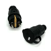 Schutzkontaktstecker + Schutzkontaktkupplung mit Federabdeckung IP44 Netzstecker Set