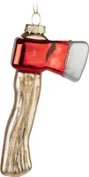 BRUBAKER Axt - Handbemalte Weihnachtskugel aus Glas - 11 cm Baumkugel für Holzfäller - Christbaumschmuck - Deko Figur