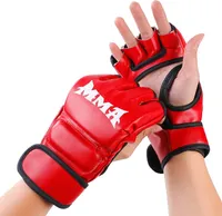 Boxhandschuhe Trainingshandschuhe mit Bandage Fitness Halbfinger MMA Sport Handschuhe (Rot)