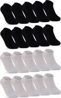 10, 20 oder 30 Paar Sneaker Socken Herren & Damen Schwarz Weiß Grau Baumwolle 16900 -  10x Schwarz 10x Grau 35-38