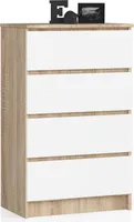 Kommode AKORD K60 Sonoma-Eiche 60 cm 4 Schubladen Front Weiß B60 x H99 x T40 cm