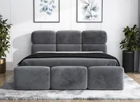 Polsterbett MAROKO 90 x 200 mit Matratze und Bettkasten. Farbe: Grau