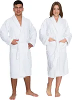 Tuva Home Biely župan Župan 100 % bavlna 350 g/m2 pre mužov a ženy Ľahký hotelový župan (L/XL)