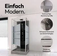 Dusche Komplett MARWELL Komplettdusche Fertigdusche Dusy 80 x 80 x 225 cm - komplett Set inkl. Duschwanne und Armatur -  Runddusche mit Fronteinstieg