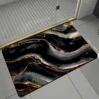 Badematte rutschfest saugfähig Badvorleger Badezimmerteppich Schwarz-003 50x80
