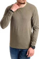 Jack & Jones Langarmshirt Herren Basic Stretch Longsleeve Shirt unifarben Rundhals, JJ-Langarm-Olive-L